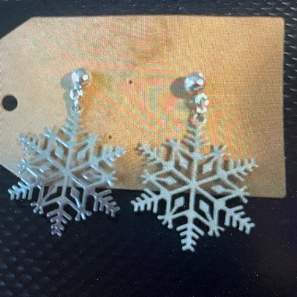 Silver tone snowflake post earrings